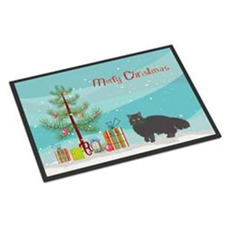 Carolines Treasures 24 x 36 in. Black Persian Traditional Cat Merry Christmas Indoor or Outdoor Mat CK4680JMAT
